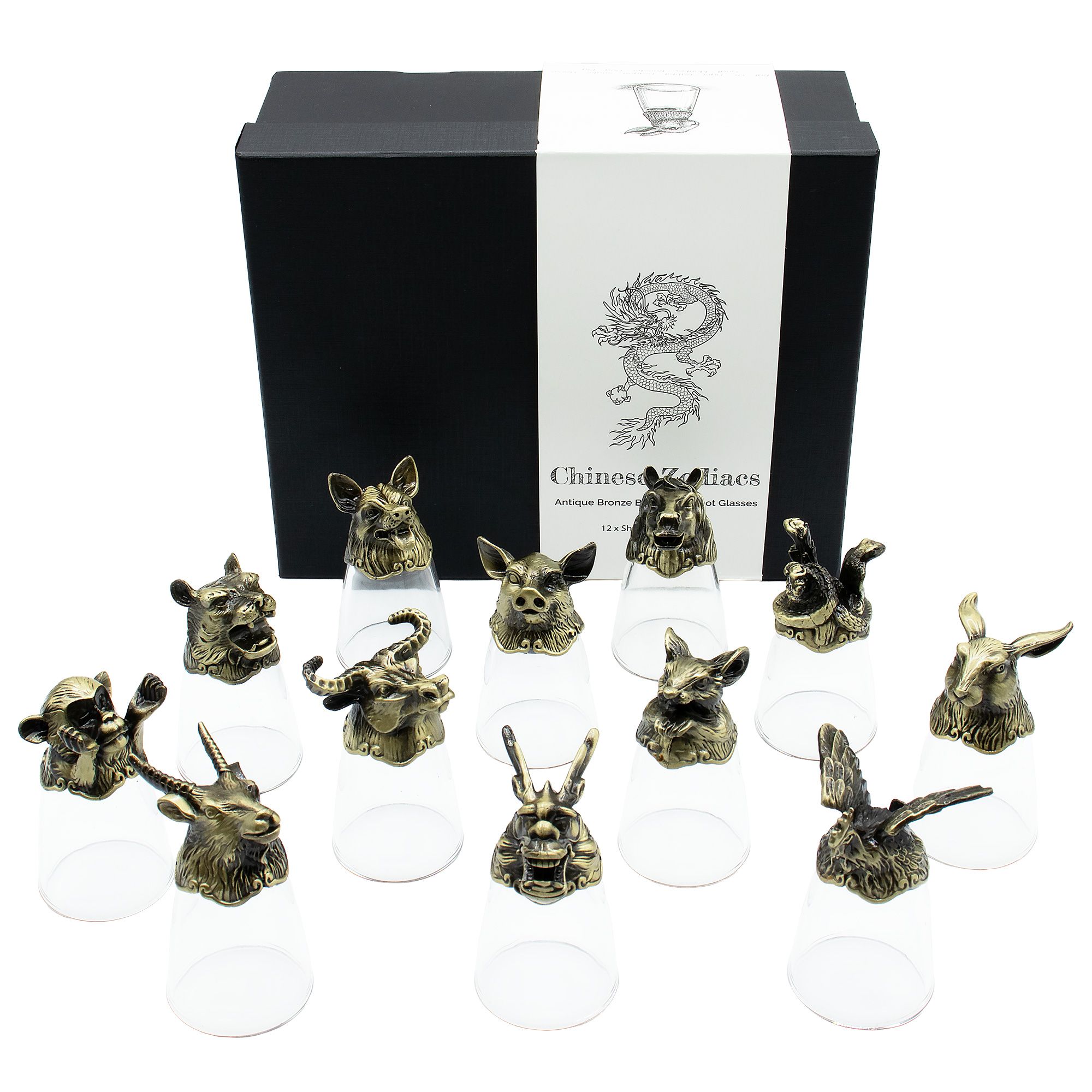 Vasos de chupito Bottom Up (25ml) - Bosque y Criaturas Místicas - Bronce Antiguo