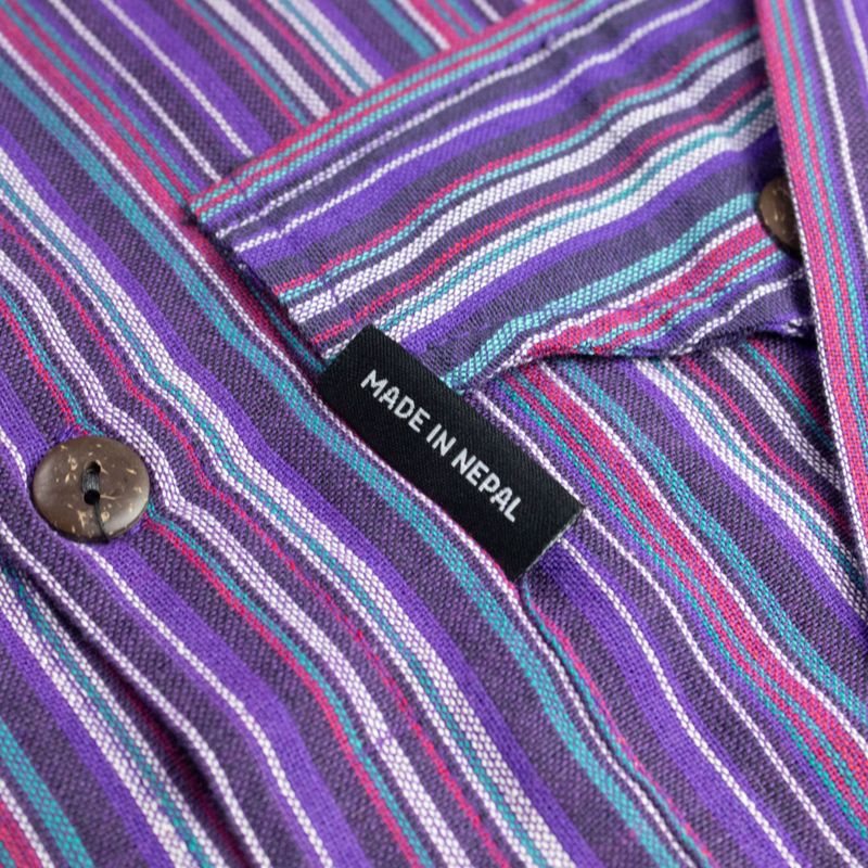 Nomad Sari Grandad Camisa - Negro Púrpura - Mediano