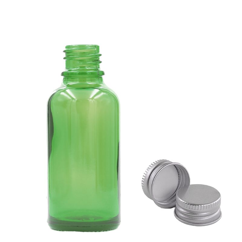 30ml Zelená Skleněná Lahvička - Bez Uzávěru