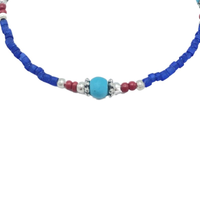 Bracelet Népalais en Pierre Extra-Fine - Onyx Bleu