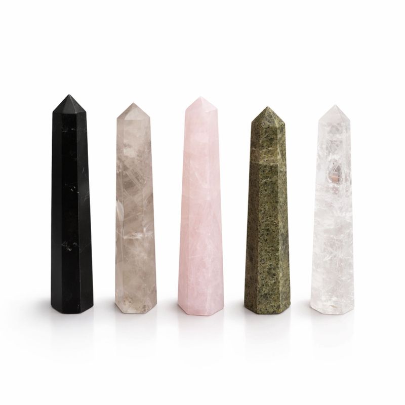 Pointes d'obélisque à six faces en pierre gemme, environ 11 cm - Quartz clair