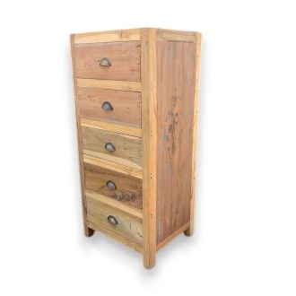 Conjunto alto de 5 gavetas - Madeira reciclada