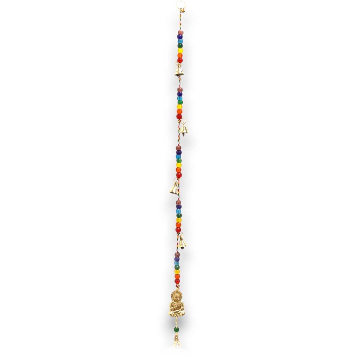 Sinos indianos - Buda de latão com contas de chakra Sinos de corda - 53 cm