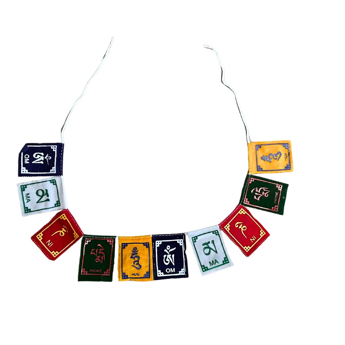 Bandeiras de veludo com o mantra tibetano OM - Grandes (10 bandeiras)