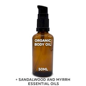 Ulei de Corp Organic 50 ml - Lemn de Santal și Smirnă - Fără Etichetă