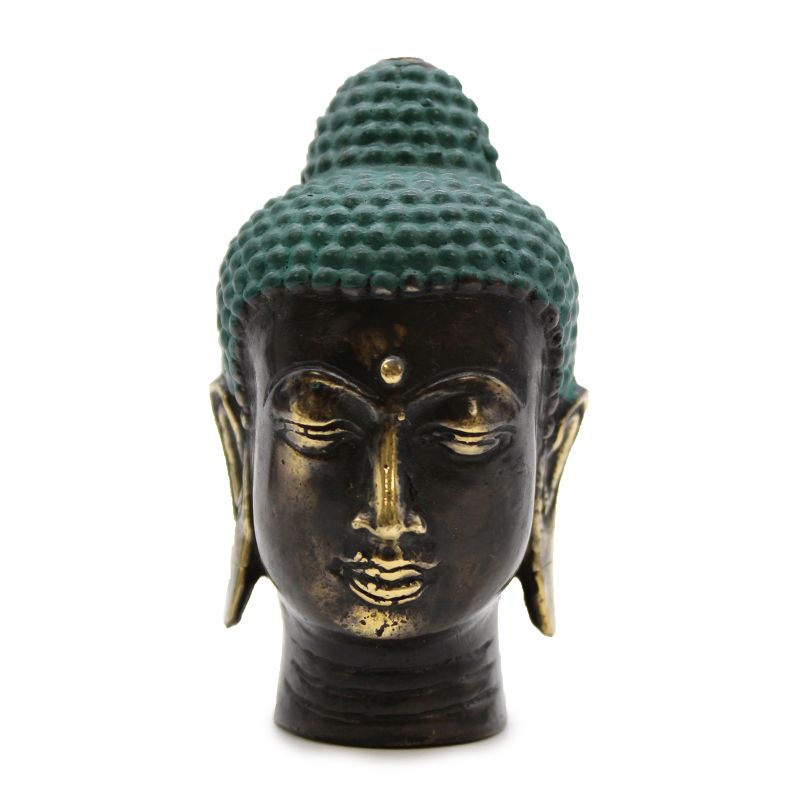 Petite Tête de Bouddha en Laiton Antique