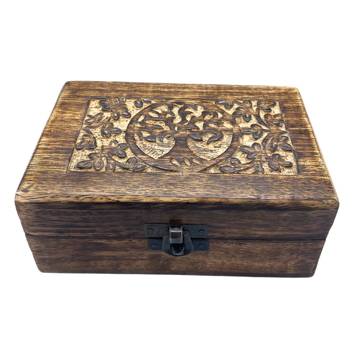 Caixa de recordações média em madeira 15x10x6 cm - Árvore da Vida
