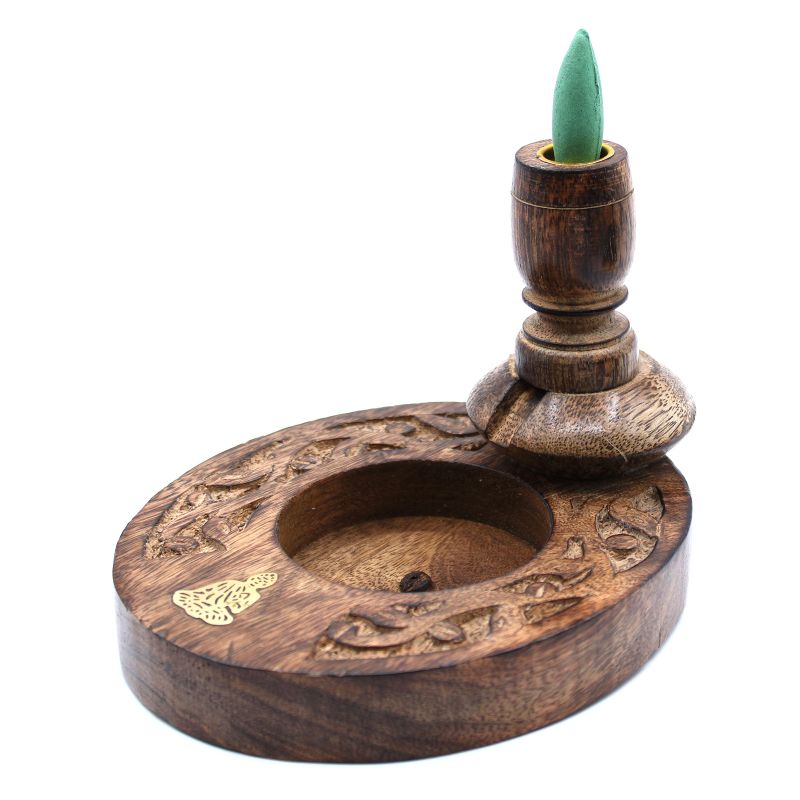 Petit Brûleur à reflux en bois de manguier -  Bouddha