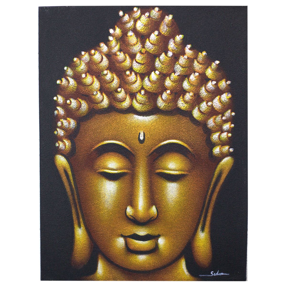 Quadro de Buda - Acabamento em Ouro e Areia