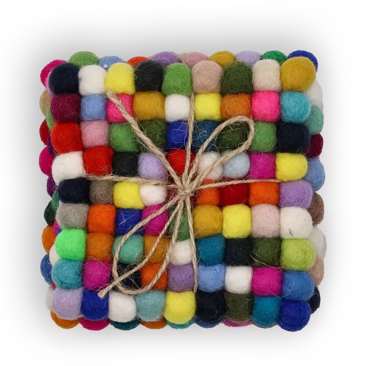 Bases para copos quadradas de feltro de 10 cm, multicoloridas (conjunto de 4)