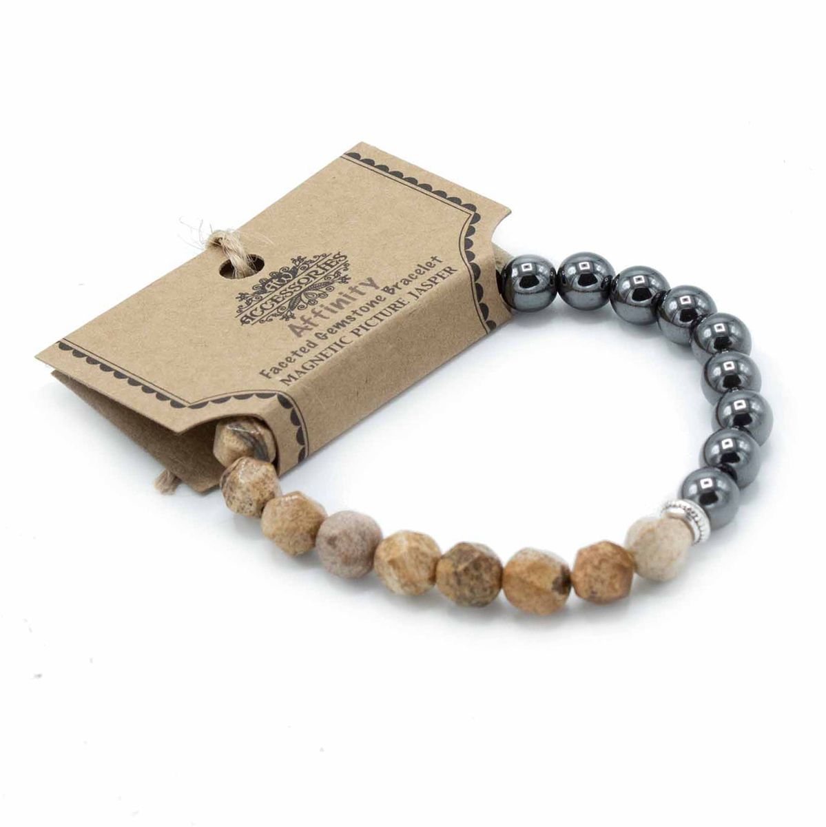 Pulseira de Pedra Preciosa Esculpida - Jaspe Listrado Magnético