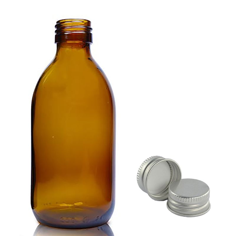 250ml Jantarová Skleněná Lékovka - Bez Uzávěru