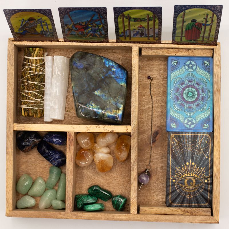 Four Section Celestial Tarot Box with Card Holder