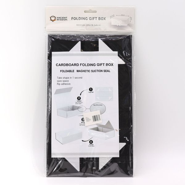 Flat Pack Gift Box - Medium Square (20x18.2x8cm) - Black