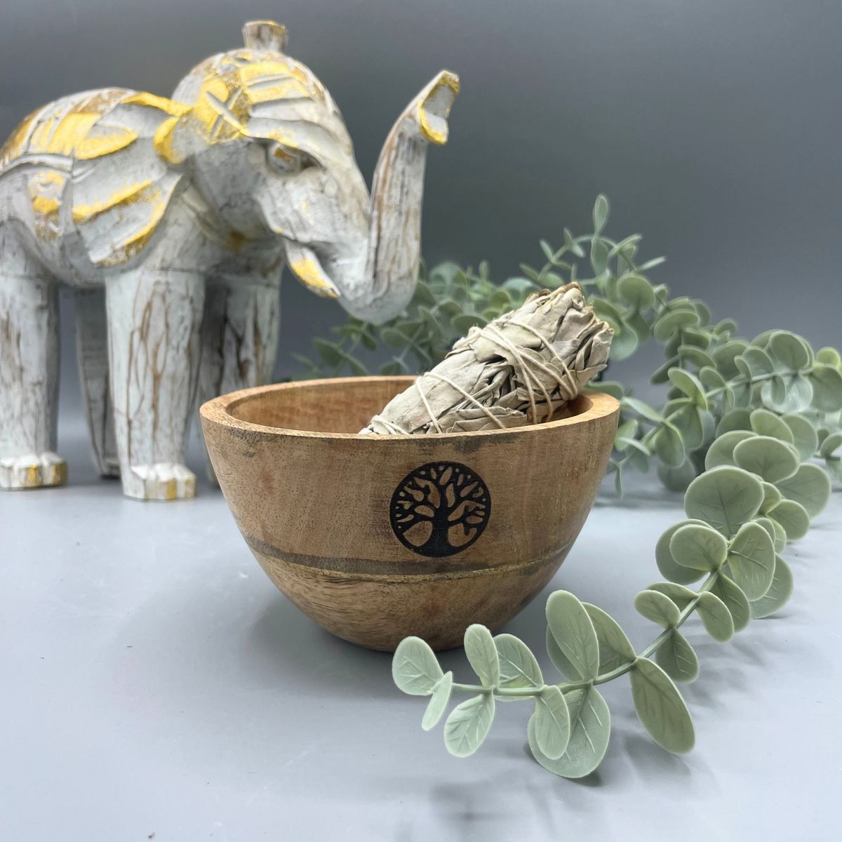 Taça de madeira para oferendas e rituais - Árvore da Vida - 11x7 cm