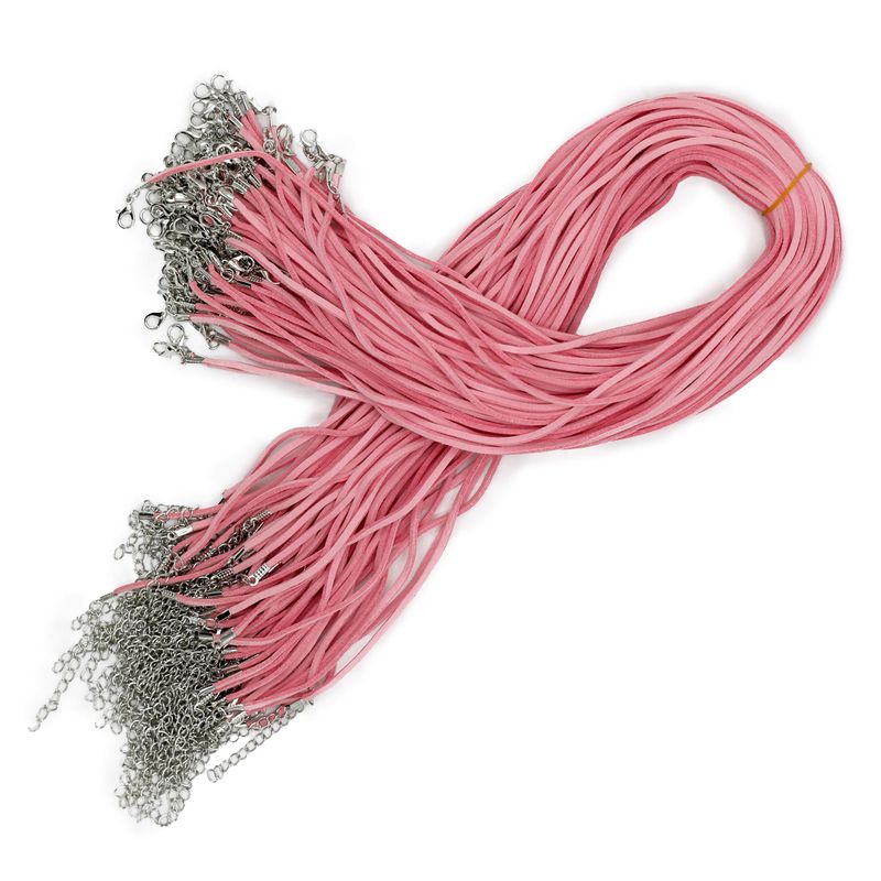 Šňůrka z Umělého Semišu se Zapínáním -  2.5mm x 55cm - Růžová A064
