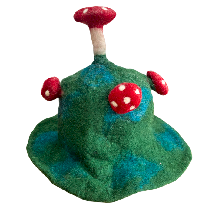 Chapéu de cogumelo em feltro - Verde musgo da montanha