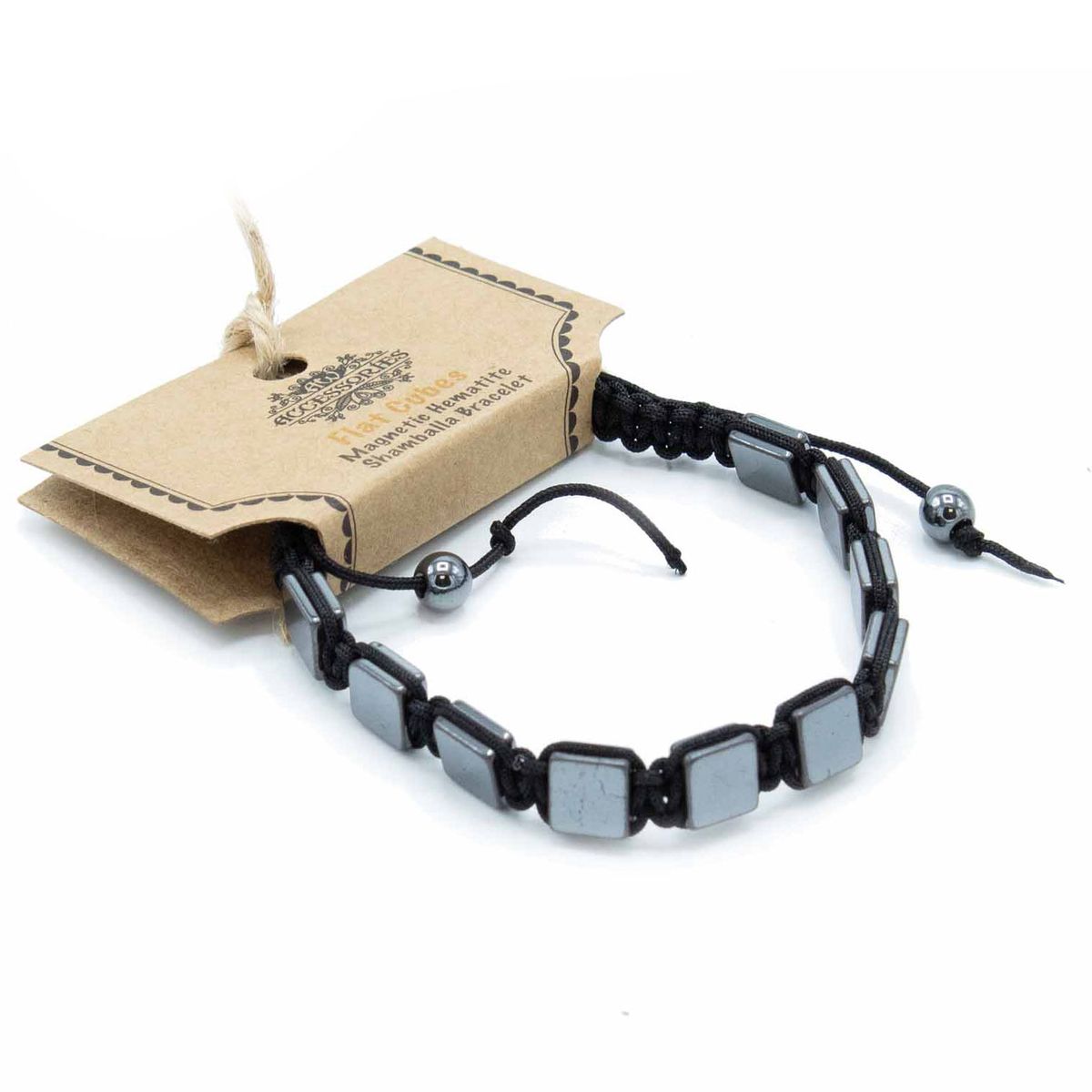 Pulseira Magnética Shamballa de Hematite -  Cubos planos