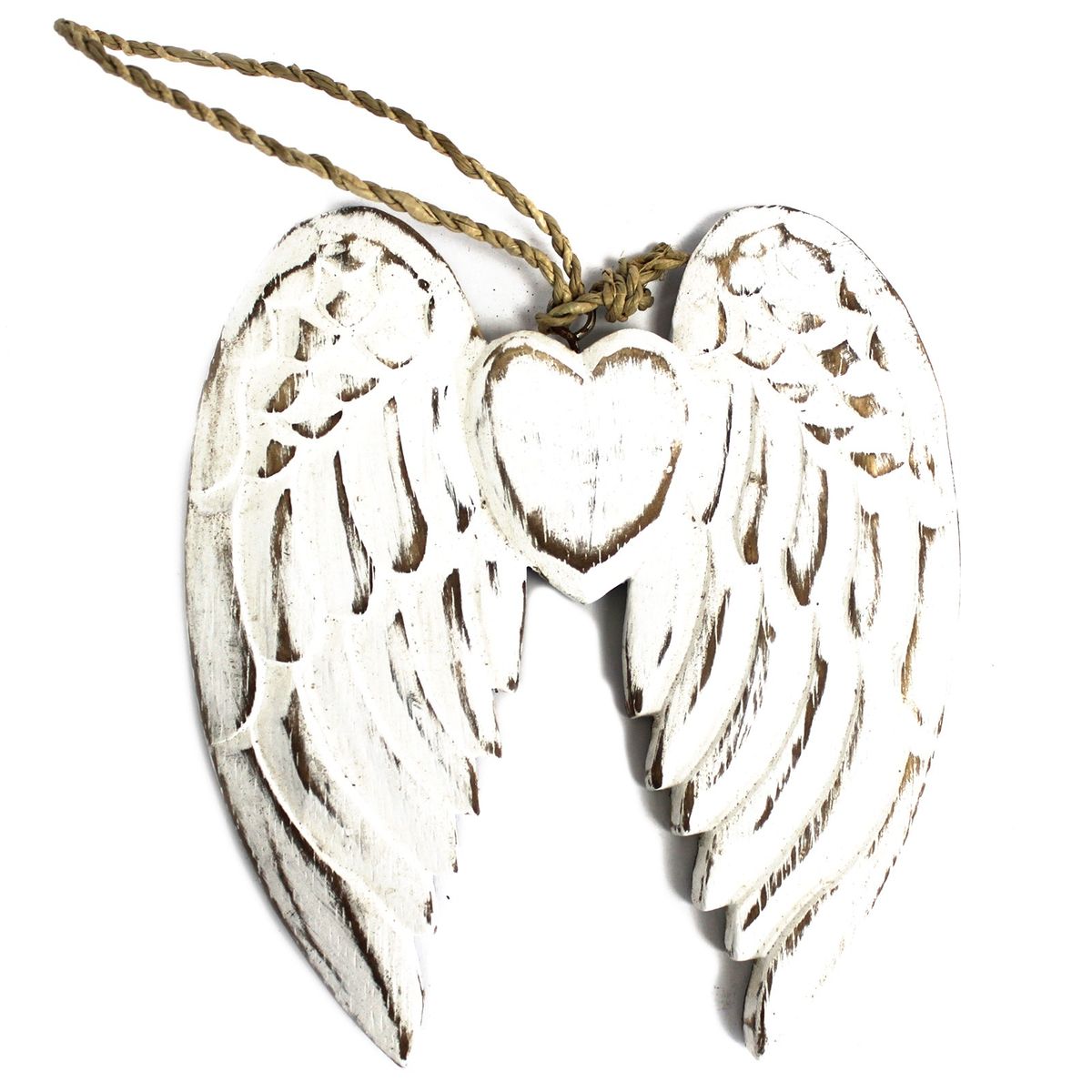 Asas duplas de anjo e coração feitas à mão - 15 cm