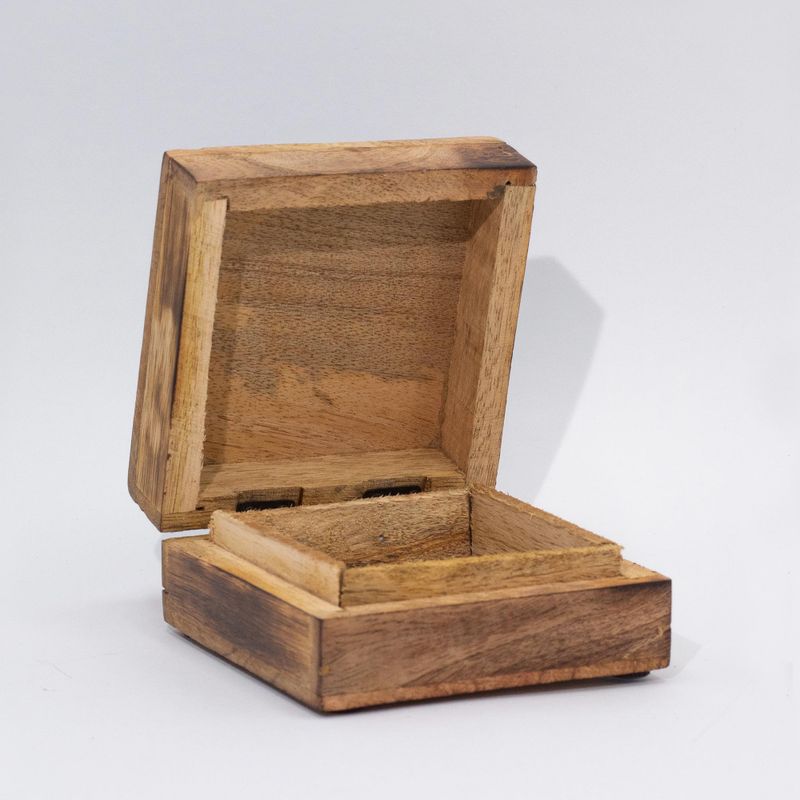 Boîte carrée moyenne 13,5x13,5x6 cm - Design Champignon Bleu-vert