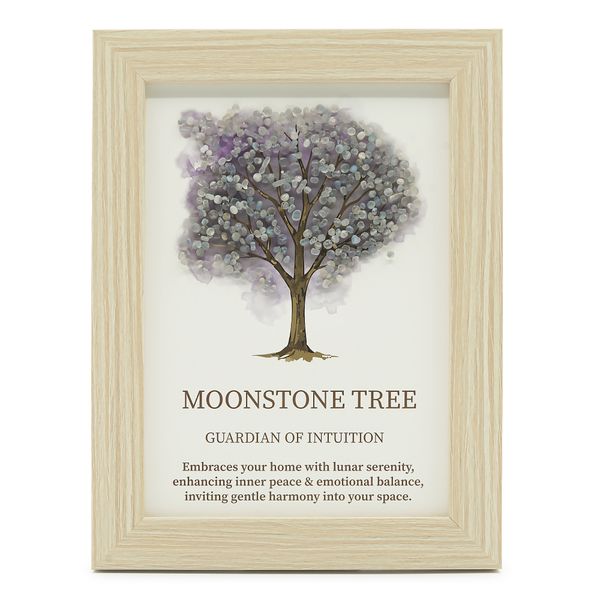 Cuadro de piedra preciosa - Árbol de la Vida - Piedra lunar (20x14.7x1cm)