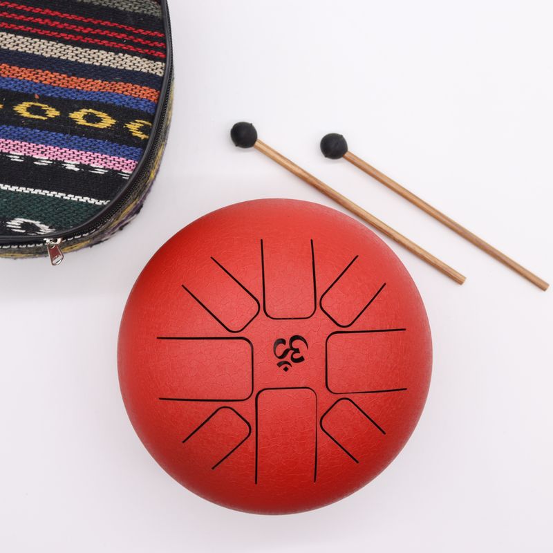 Tambour Tongue Drum en Acier Medium OM Rouge - 22x16 cm