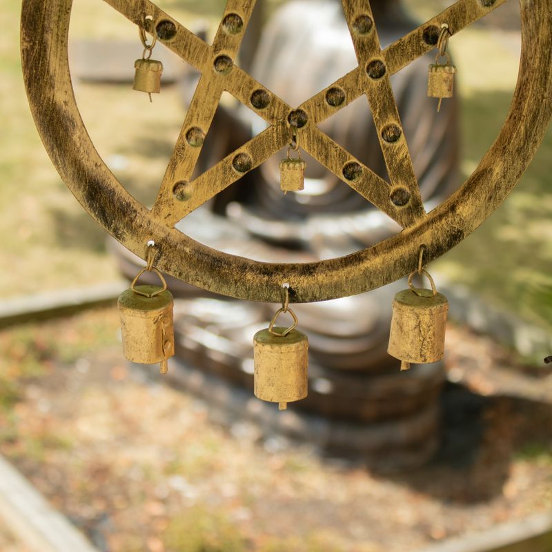 Indian Chimes - Iron Pentagram with Cow Bells - 25x49cm