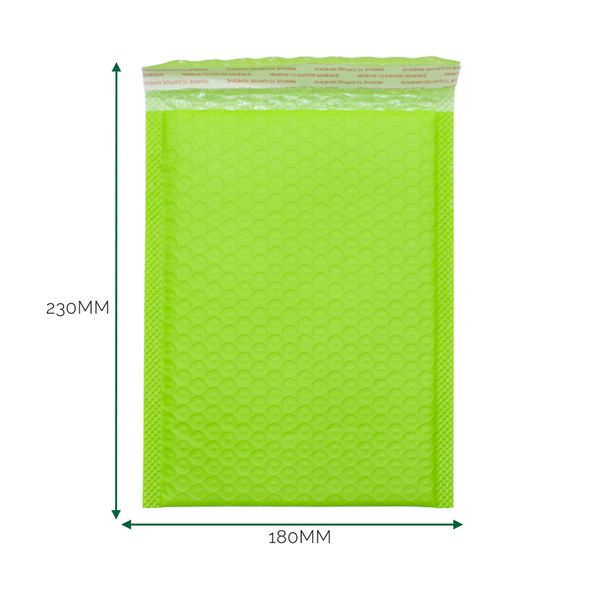 Grönt polybubbelkuvert (180x230+40mm)