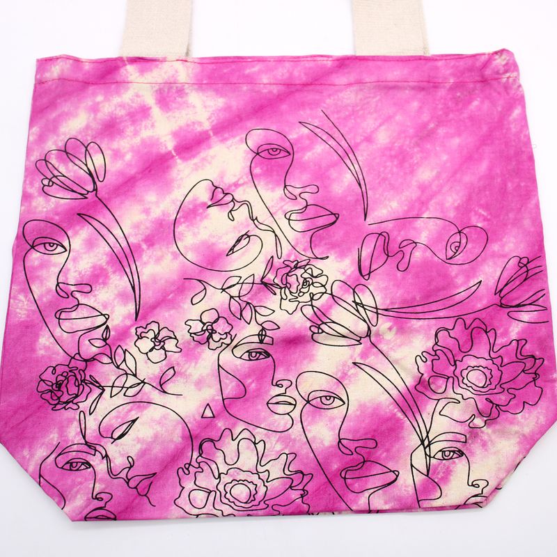 Bavlněná Taška (6oz) - 38x42x12cm - Pěkná Tvář - Magenta - Přírodní Popruhy