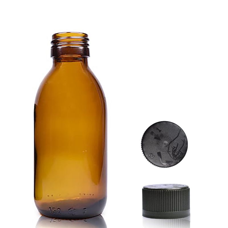 150ml Jantarová Skleněná Lékovka - Bez Uzávěru