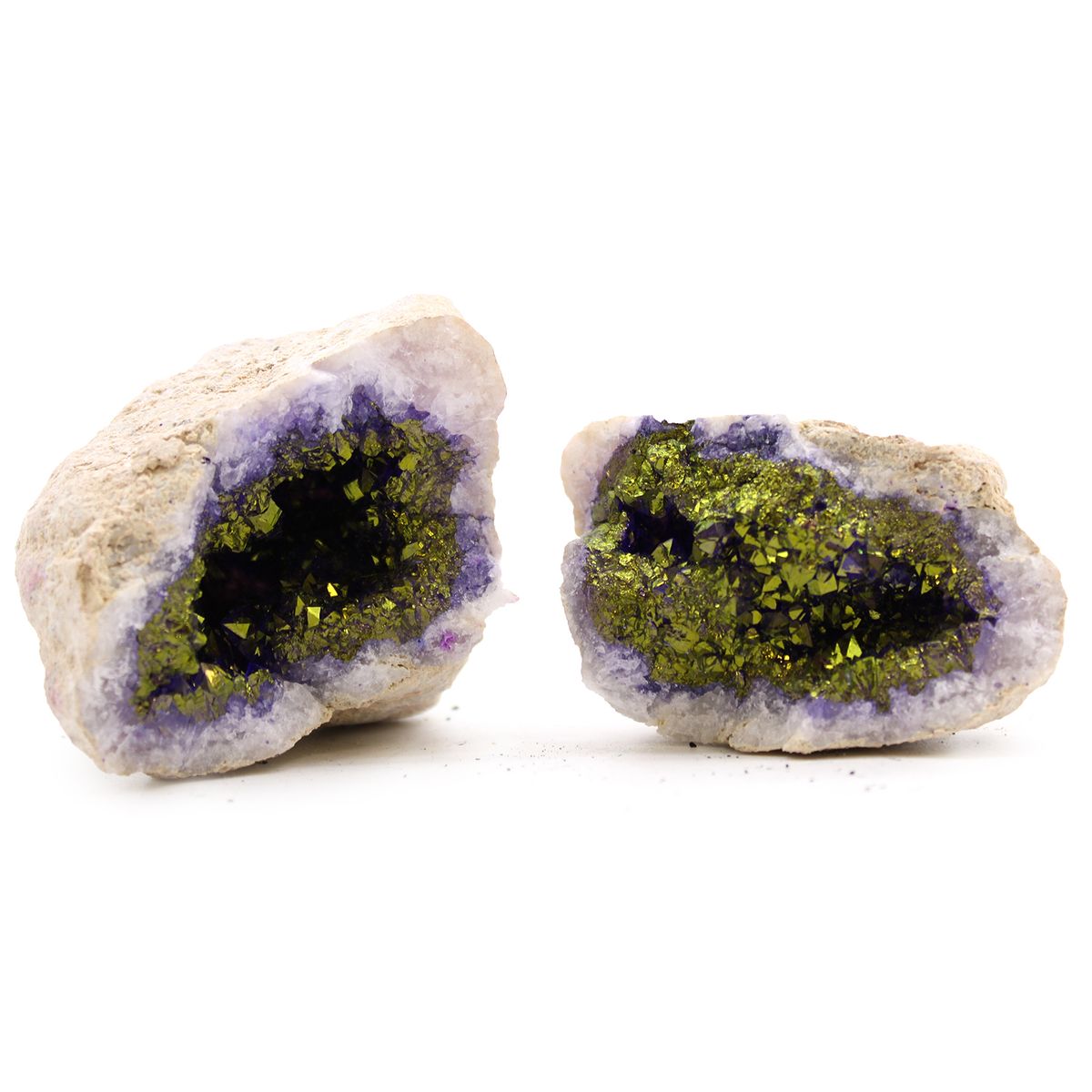 Geodas de calcita colorida - Pedra Natural - Roxo e Dourado