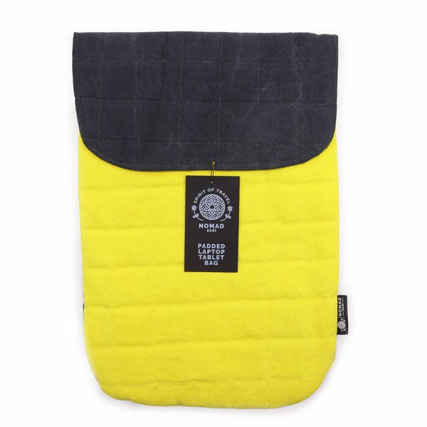 Funda acolchada para portátil de 13 pulgadas - Amarillo loco - Lavado de piedra de 14 onzas