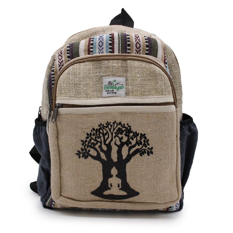 Petit Sac à Dos en Chanvre -  Design Arbre Bodhi