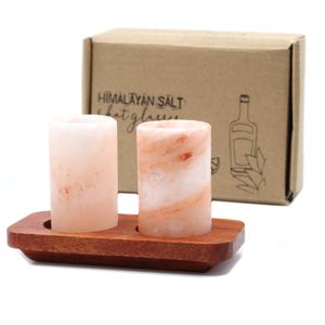 Himalayan Salt Shot Glasses & Wood Serving Tray