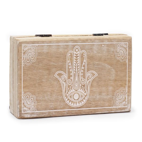Caixa Retangular Grande 21,5x14x6,3cm - Hamsa Branco
