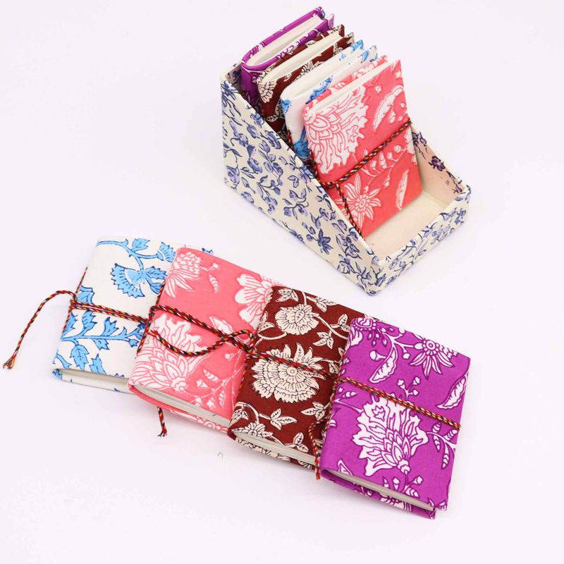 Floral Print Assorted Cotton Bound Notebook 7x10cm (display pack)