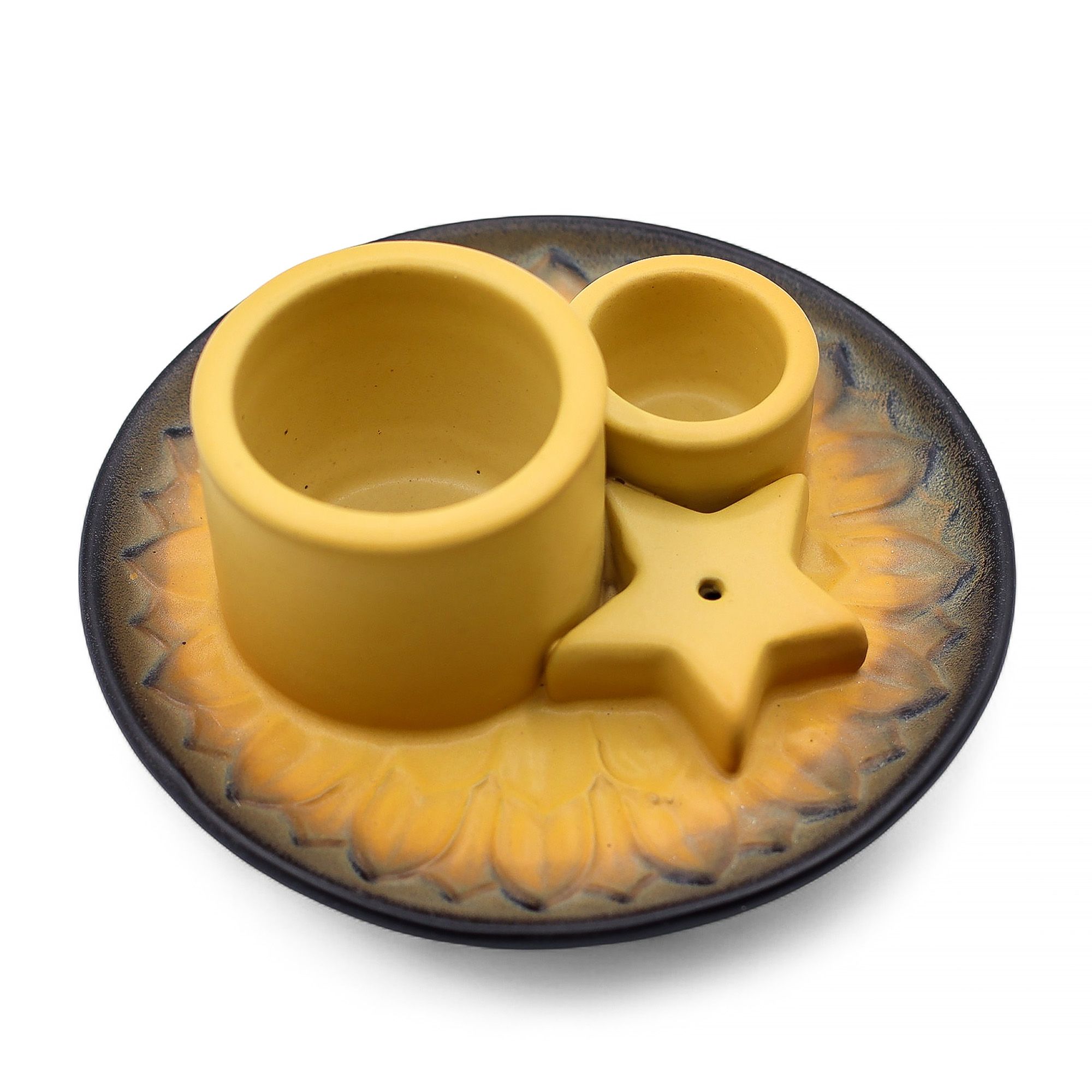 Sand & Grey Mandala Incense Holder - Ceramic, Versatile Design for Palo Santo & Smudge Sticks