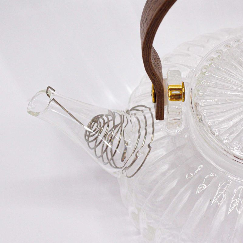 Théière en verre avec infuseur - Perle Rayée Transparente - 850 ml
