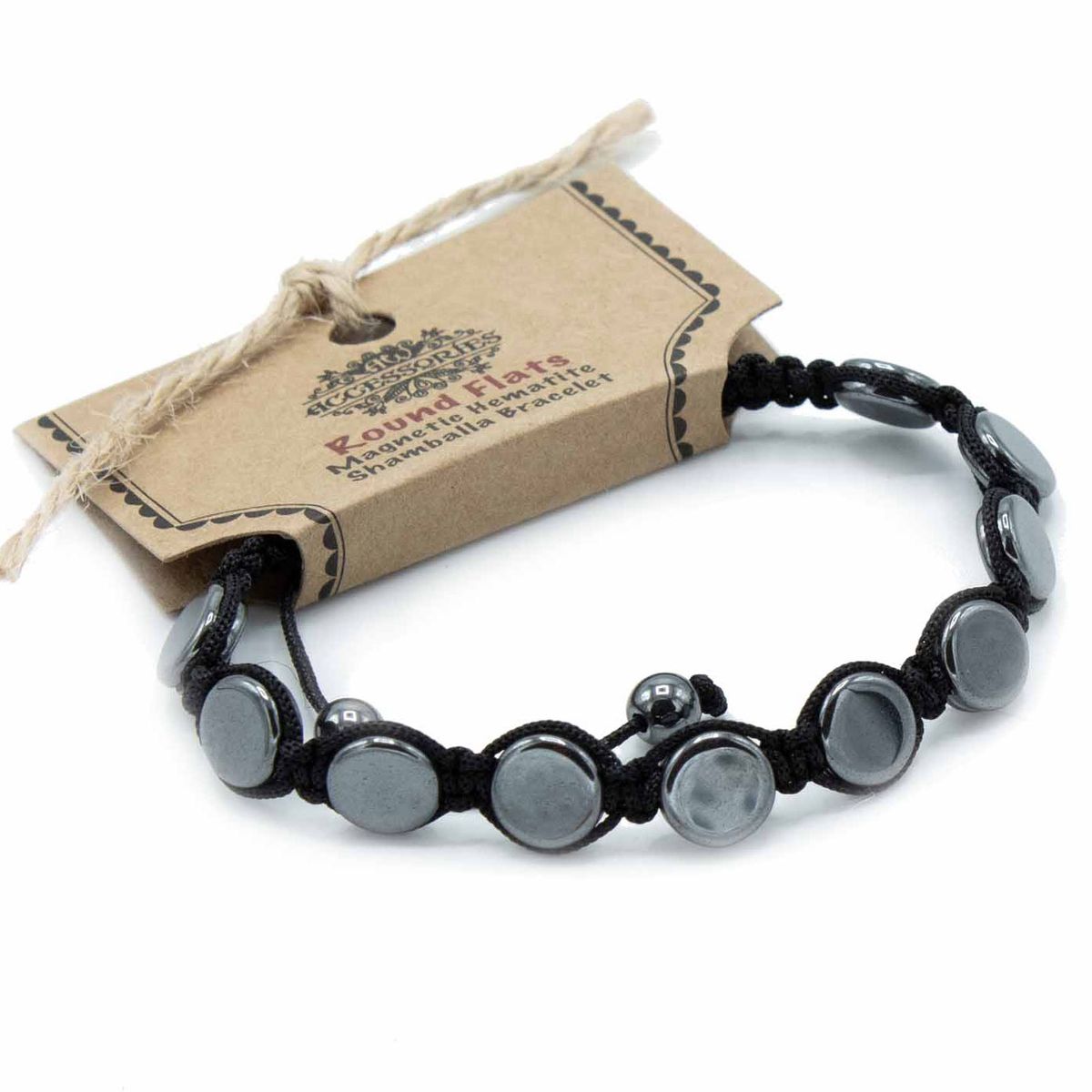 Pulseira Magnética Shamballa de Hematite  -  Círculos Planos