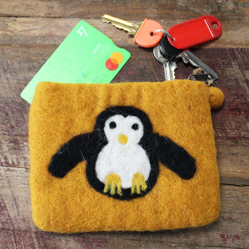 Pochette à glissière en feutre naturel (asst) -  Pengouin Mignon