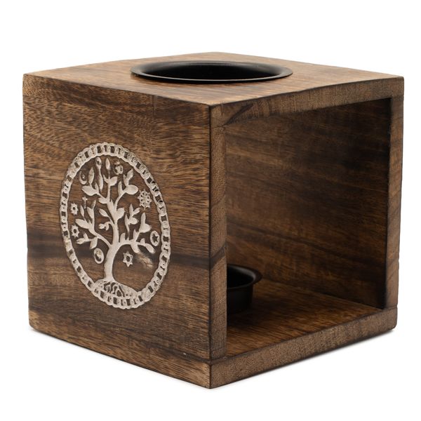 Голяма Квадратна Маслена Горелка от Манго - Дървото на Живота
