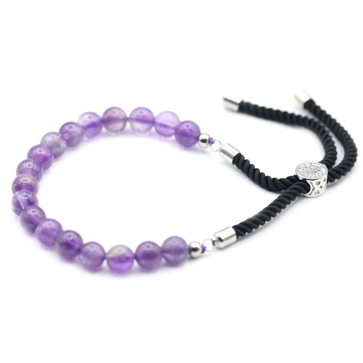 Pulseira de fio preto com ametistas