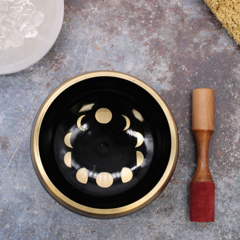 Großes Mondphasen-Klangschalen-Set, Schwarz, 14 cm