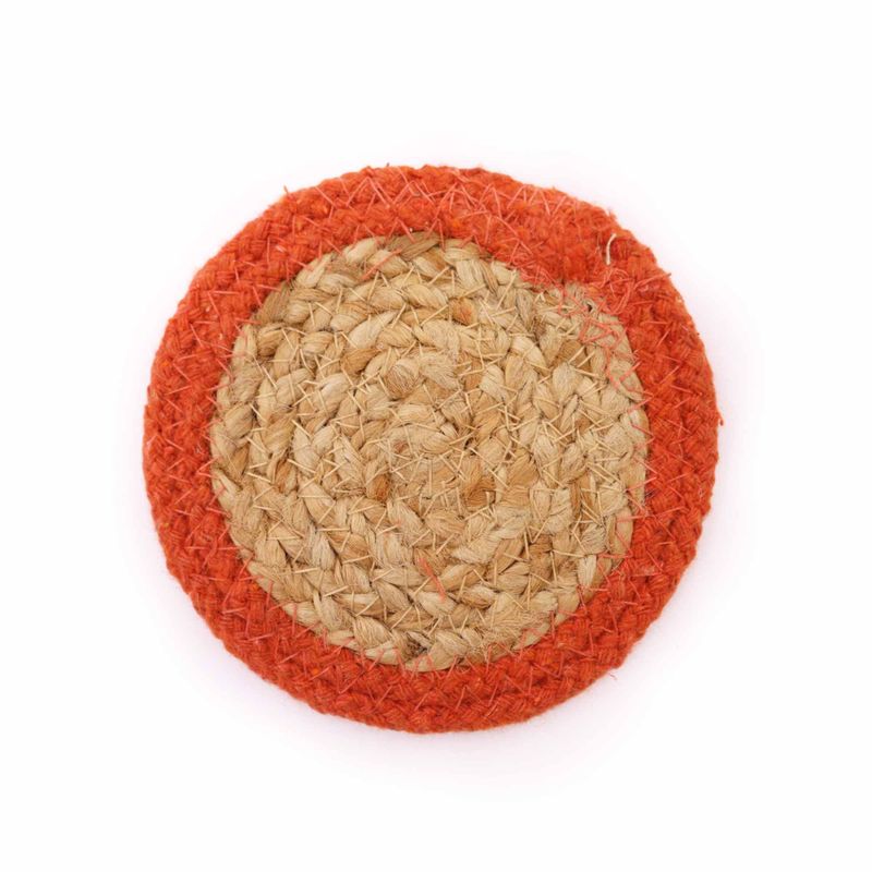 Dessous de Verre Naturel - Jute & Coton 10cm (lot de 6) Couleurs mélangées dans panier