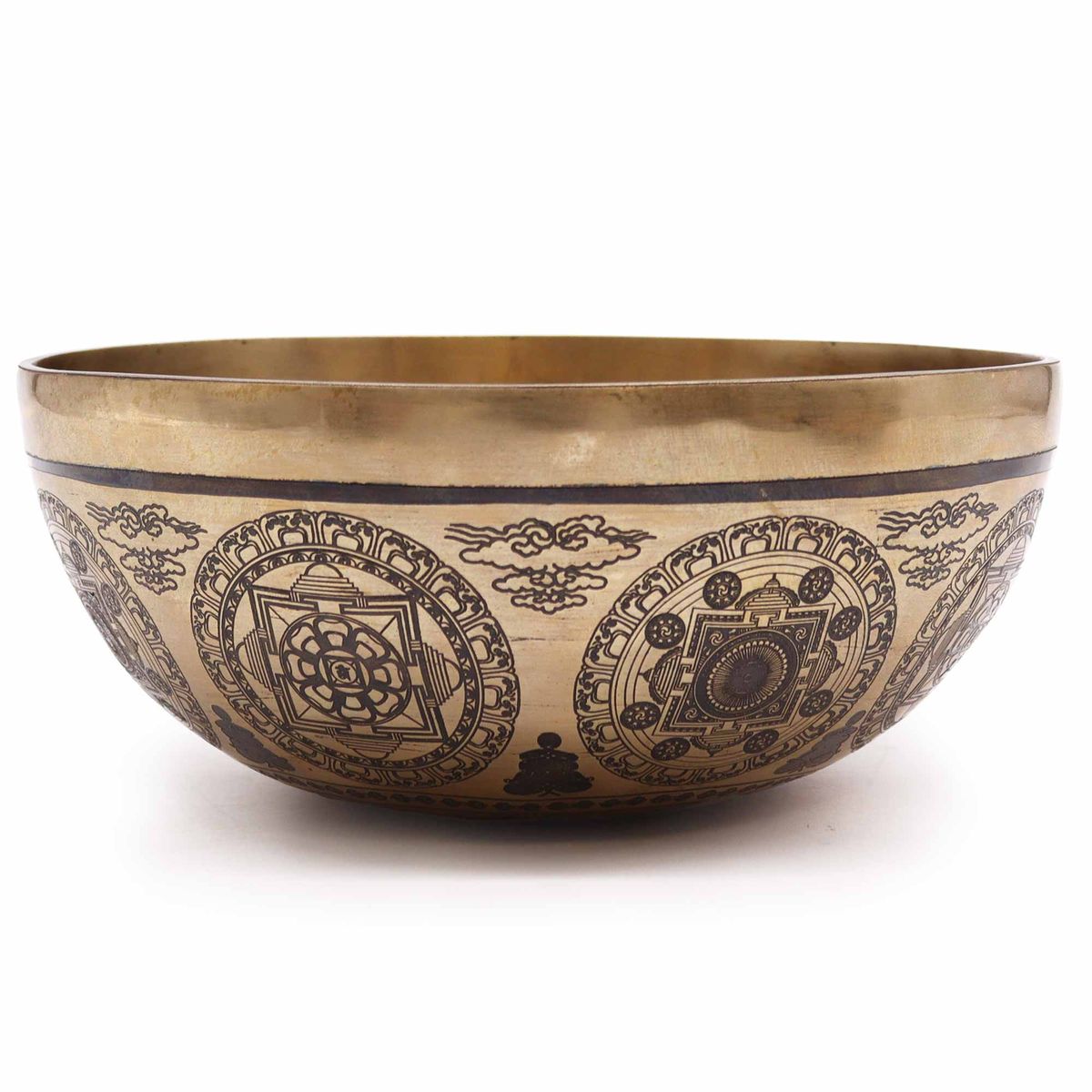 Taça Tibetana Curativa Gravada - 21 cm - 7 Chakras e Flor da Vida