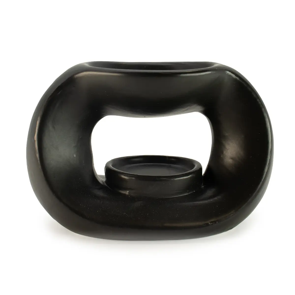 Ceramic Zen Oil Burner - Oval Pebble - Matt Black — Incense Burners · GlowDuty apothecary