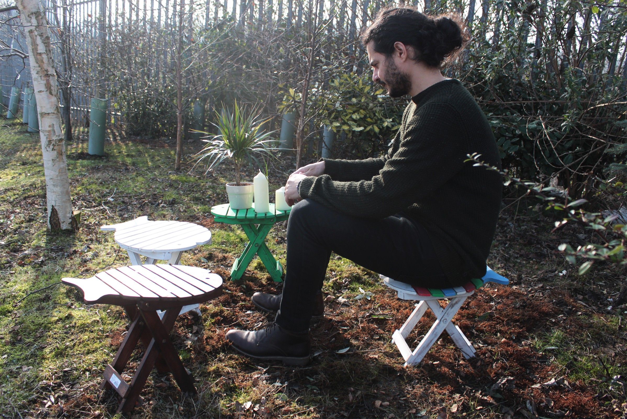 Сгъваем рибен стол - тъмно дърво