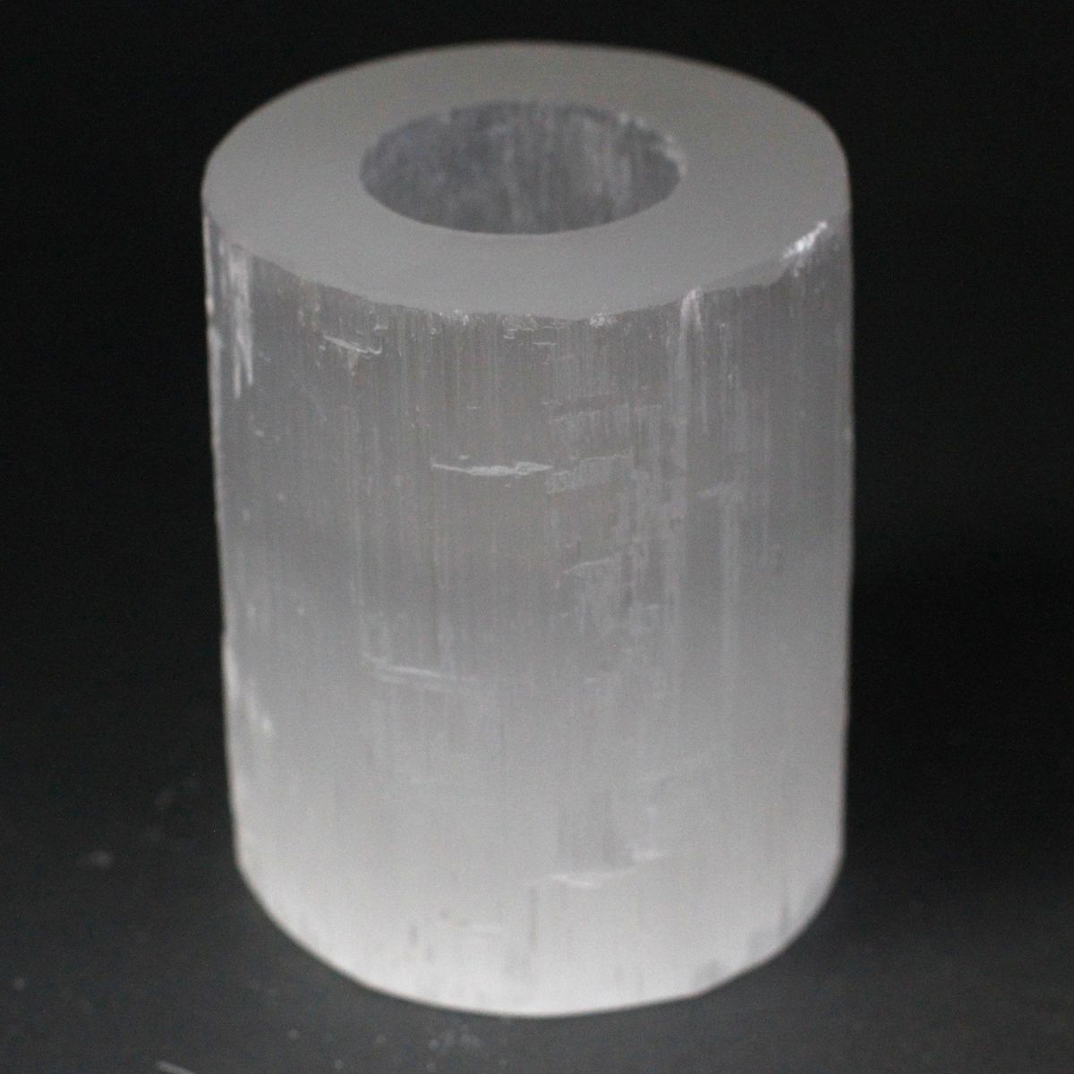 Candelabro de selenita cilíndrico - 10 cm