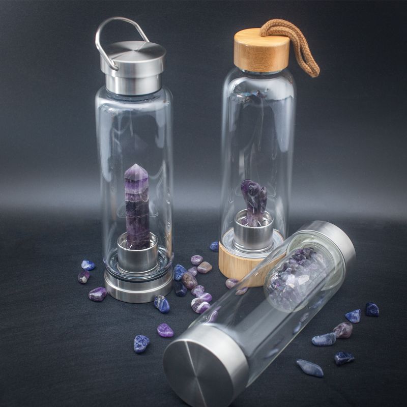 Crystal Infused Glass Water Bottle Starter Pack
