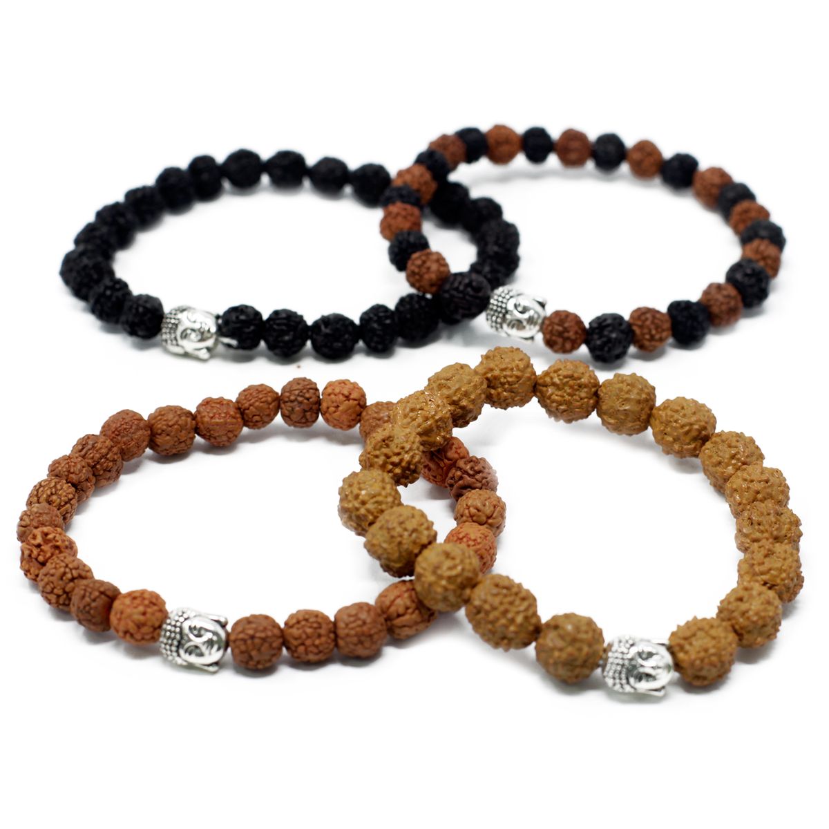 Sortido de pulseiras Rudraksha Buda